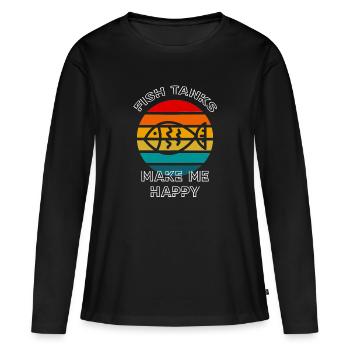 Les aquariums me rendent heureux Retro Sunset Fish Keeper - T-shirt manches longues Premium bio Femme - noir - Devant - Julia (174cm)