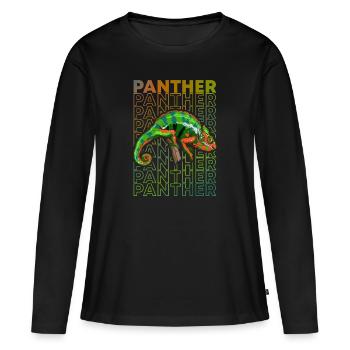 Panther Chameleon Reptile Keeper - T-shirt manches longues Premium bio Femme - noir - Devant - Julia (174cm)