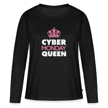 Cyber Monday Queen Acheter Krone Fun Humour Joie - T-shirt manches longues Premium bio Femme - noir - Devant - Julia (174cm)