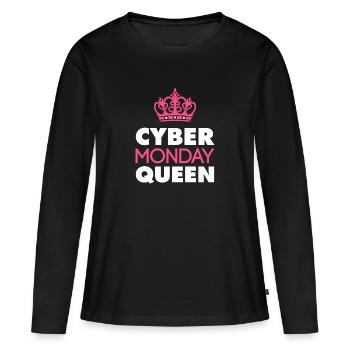 Cyber Monday Queen Acheter Krone Fun Humour Joie - T-shirt manches longues Premium bio Femme - noir - Devant - Julia (174cm)