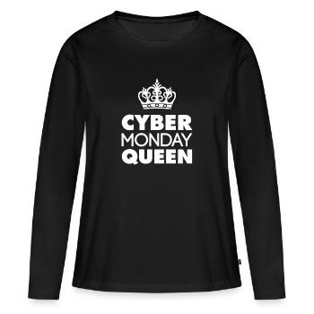 Cyber Monday Queen Acheter Krone Fun Humour Joie - T-shirt manches longues Premium bio Femme - noir - Devant - Julia (174cm)
