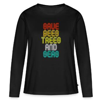 Save The Bees, Trees And Seas Changement climatique Rétro - T-shirt manches longues Premium bio Femme - noir - Devant - Julia (174cm)