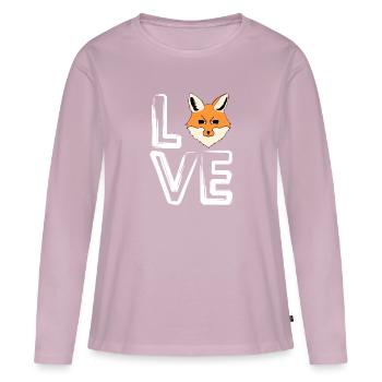 J’aime les renards - T-shirt manches longues Premium bio Femme - rose poudré - Devant - Julia (174cm)