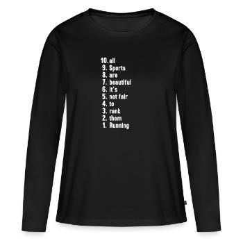 Drôles d’athlètes Dictons Cadeau de course - T-shirt manches longues Premium bio Femme - noir - Devant - Julia (174cm)