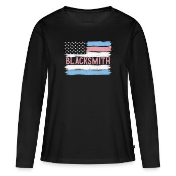 US Pride Smith Metal Work Gift Idea - T-shirt manches longues Premium bio Femme - noir - Devant - Julia (174cm)