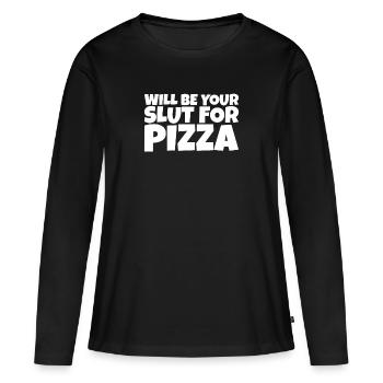 Adulte Humour Ironique Perv Pizza Lover Cadeau - T-shirt manches longues Premium bio Femme - noir - Devant - Julia (174cm)