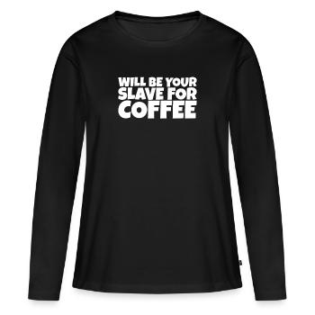 Adulte Humour Ironique Perv Café Amoureux Cadeau - T-shirt manches longues Premium bio Femme - noir - Devant - Julia (174cm)