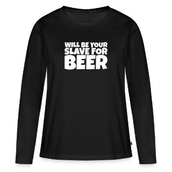 Adulte Humour Ironique Perv Bière Amateur Cadeau - T-shirt manches longues Premium bio Femme - noir - Devant - Julia (174cm)