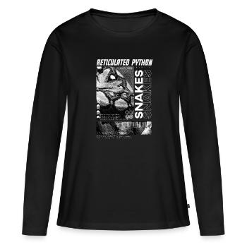 Gardien de reptiles streetwear en python réticulé - T-shirt manches longues Premium bio Femme - noir - Devant - Julia (174cm)