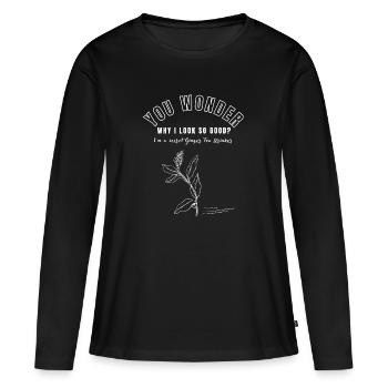 JE SUIS UN BUVEUR SECRET DE THÉ AU GINGEMBRE Ingwertee Ingwer - T-shirt manches longues Premium bio Femme - noir - Devant - Julia (174cm)