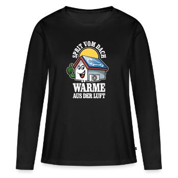 Öko Haus Sprit vom Dach Wärme aus der Luft - Frauen Premium Bio Langarmshirt - Schwarz - Vorne - Julia (174cm)