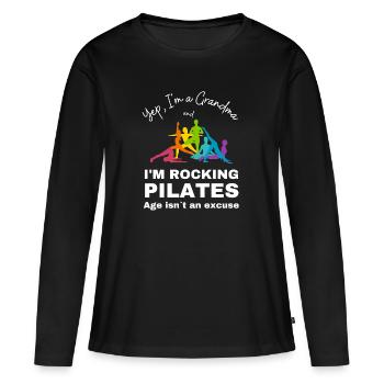 Oui, je suis une grand-mère de Pilates pour le cours de Pilates - T-shirt manches longues Premium bio Femme - noir - Devant - Julia (174cm)