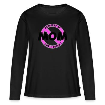 Propriété de maman, noir .En - T-shirt manches longues Premium bio Femme - noir - Devant - Julia (174cm)