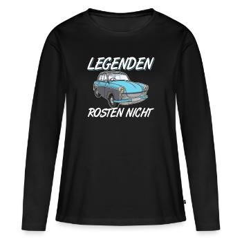Trabi Trabbi  Pappe DDR Fahrzeug Sprüche - Frauen Premium Bio Langarmshirt - Schwarz - Vorne - Julia (174cm)