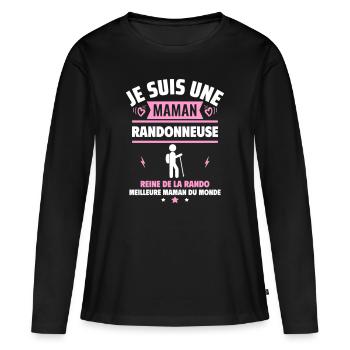 Je suis une maman randonneuse, fête des mères - T-shirt manches longues Premium bio Femme - noir - Devant - Julia (174cm)