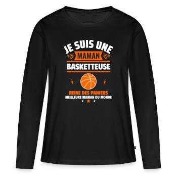 Je suis une maman basketteuse, fête des mères - T-shirt manches longues Premium bio Femme - noir - Devant - Julia (174cm)