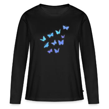 Construction Papillons Essaim - T-shirt manches longues Premium bio Femme - noir - Devant - Julia (174cm)