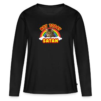 Drôle satan chat pas aujourd’hui Death Metal Arc-en-ciel - T-shirt manches longues Premium bio Femme - noir - Devant - Julia (174cm)