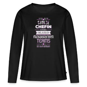 Stolze Chefin eines fantastischen Teams - Shirt - Frauen Premium Bio Langarmshirt - Schwarz - Vorne - Julia (174cm)