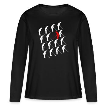 Golf Geschenk Golfschwung Golfplatz sei anders - Frauen Premium Bio Langarmshirt - Schwarz - Vorne - Julia (174cm)