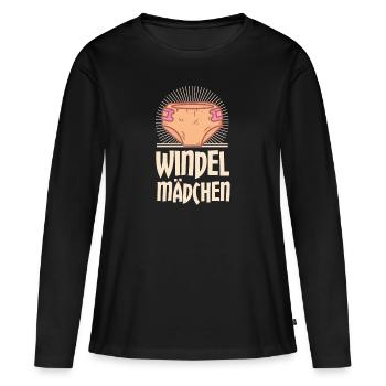 Baby Mädchen Windel Design für Schwangere - Frauen Premium Bio Langarmshirt - Schwarz - Vorne - Julia (174cm)