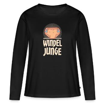Baby Junge Windel Design für Schwangere - Frauen Premium Bio Langarmshirt - Schwarz - Vorne - Julia (174cm)