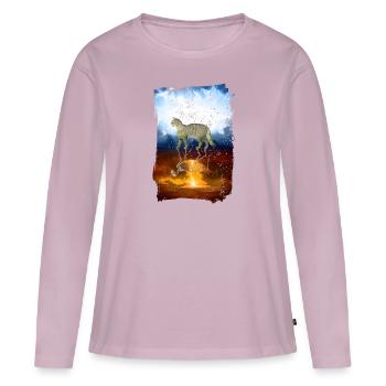 Schroedinger chat quantique physique conception de la mécanique - T-shirt manches longues Premium bio Femme - rose poudré - Devant - Julia (174cm)