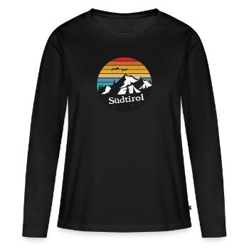 Motif rétro des montagnes du Tyrol du Sud - T-shirt manches longues Premium bio Femme - noir - Devant - Julia (174cm)