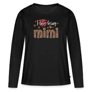 J'aime être Mimi - T-shirt manches longues Premium bio Femme - noir - Devant - Julia (174cm)