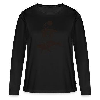 Wir sind erde - Frauen Premium Bio Langarmshirt - Schwarz - Vorne - Julia (174cm)