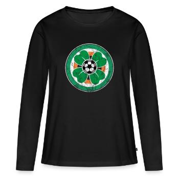 Irlande trèfle de football - T-shirt manches longues Premium bio Femme - noir - Devant - Julia (174cm)