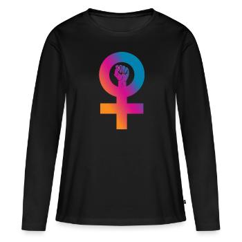 Frauenpower Faust - Frauen Premium Bio Langarmshirt - Schwarz - Vorne - Julia (174cm)