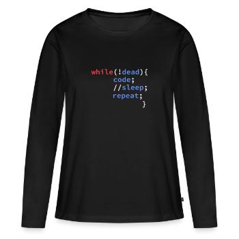 développeur informatique programmeur codeur - T-shirt manches longues Premium bio Femme - noir - Devant - Julia (174cm)