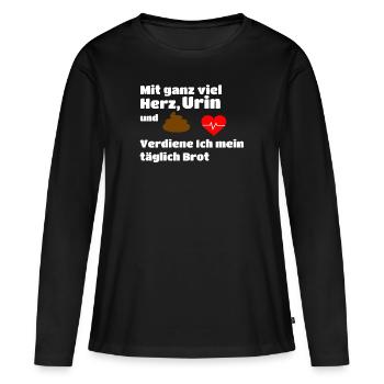 Lustiger Pfleger Pflegerin Spruch für Pflege Beruf - Frauen Premium Bio Langarmshirt - Schwarz - Vorne - Julia (174cm)