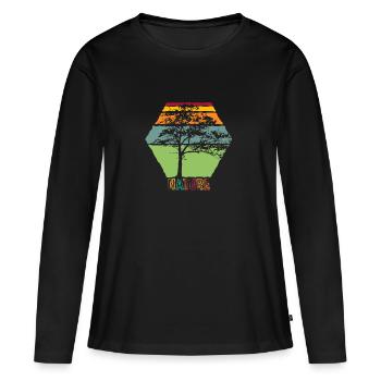 Nature Nature - T-shirt manches longues Premium bio Femme - noir - Devant - Julia (174cm)