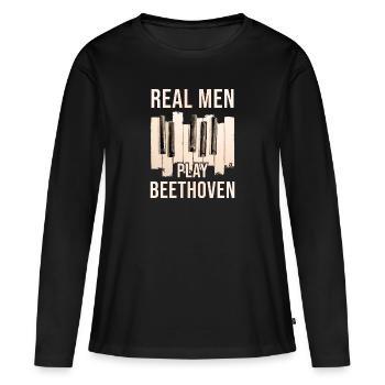 Beethoven - T-shirt manches longues Premium bio Femme - noir - Devant - Julia (174cm)