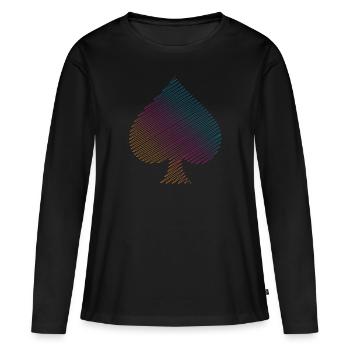 Pique de poker - T-shirt manches longues Premium bio Femme - noir - Devant - Julia (174cm)