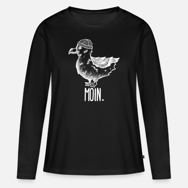 Möwe Moin - Frauen Premium Bio Langarmshirt - Schwarz