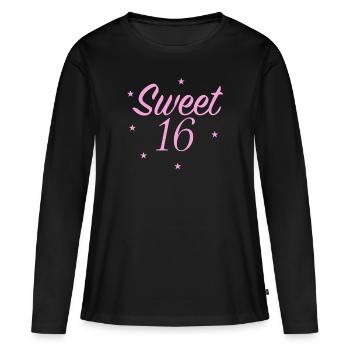 T-shirt d'anniversaire pour femmes Sweet 16 - T-shirt manches longues Premium bio Femme - noir - Devant - Julia (174cm)