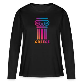 Grèce Hellas - T-shirt manches longues Premium bio Femme - noir - Devant - Julia (174cm)