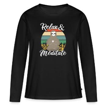 Relax & Meditate - Relax méditation - T-shirt manches longues Premium bio Femme - noir - Devant - Julia (174cm)