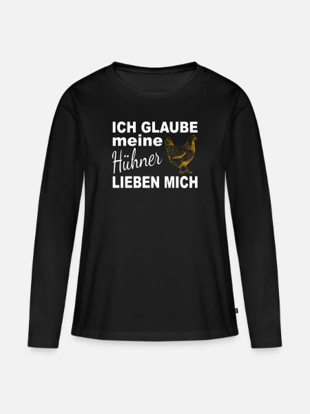 Huhn Bauernhof Geschenkidee - Frauen Premium Bio Langarmshirt - Schwarz