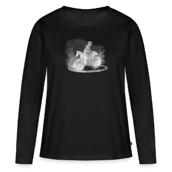 Moto burnout burn burnen vélo streetfighter - T-shirt manches longues Premium bio Femme - noir - Devant - Julia (174cm)