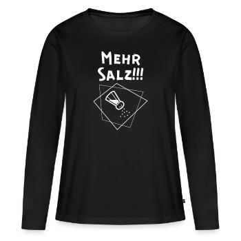 Plus de sel - T-shirt manches longues Premium bio Femme - noir - Devant - Julia (174cm)