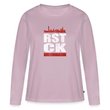 RSTCK Rostock - Frauen Premium Bio Langarmshirt - Altrosa - Vorne - Julia (174cm)