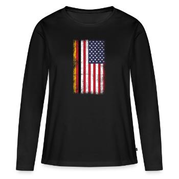 German American Flag USA German - Frauen Premium Bio Langarmshirt - Schwarz - Vorne - Julia (174cm)