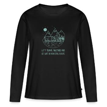 Let's travel Beziehung Camping Kastenwagen - Frauen Premium Bio Langarmshirt - Schwarz - Vorne - Julia (174cm)