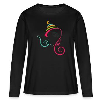 Ganesh Chaturthi - T-shirt manches longues Premium bio Femme - noir - Devant - Julia (174cm)