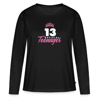 Cadeau d'anniversaire adolescent 13 ans - T-shirt manches longues Premium bio Femme - noir - Devant - Julia (174cm)