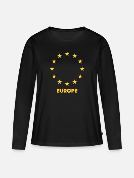 Europa - Frauen Premium Bio Langarmshirt - Schwarz